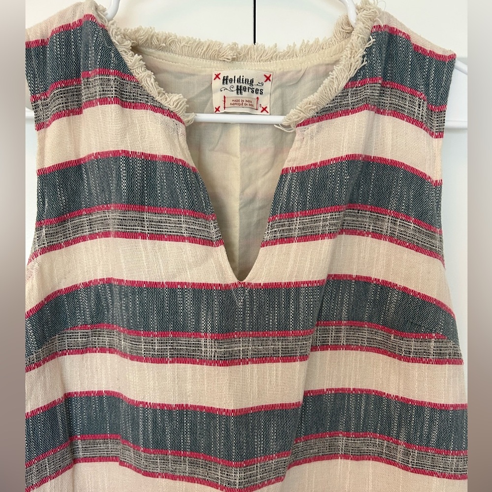 Anthropologie Striped Sleeveless Dress with Fringe - Picture 4 of 4